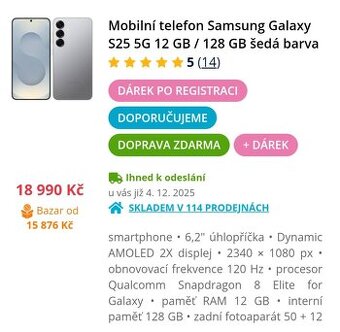 Samsung galaxy S25 128 Gb+ hodinky galaxy watch 8  40mm