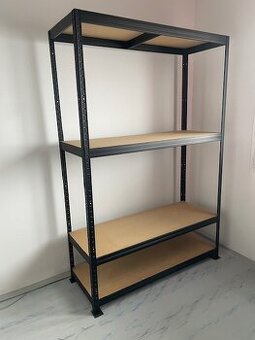 Kovový regál 1800 × 1200 × 450 mm – 5 polic, černý