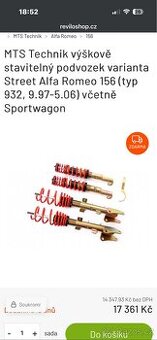 Alfa Romeo 156  -  147 stavitelný podvozek MTS