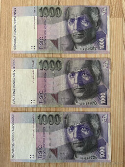 Slovenské bankovky 1000 SK rok 1993 séria G - 1