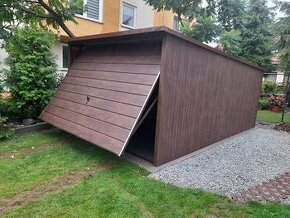 Plechová garáž 3x5, barva ořech - 1