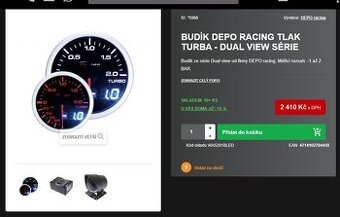 Budík DEPO racing Tlak turba - Dual view série - 1