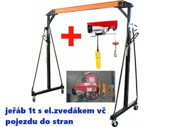 Mobilní jeřáb 1t s el.zvedákem vč pojezdu do stran
