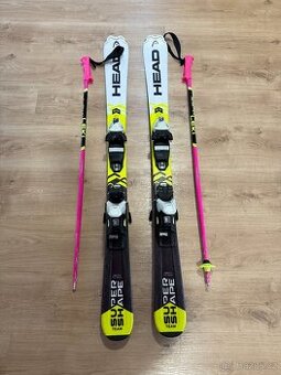 Dětské lyže HEAD 117cm, radius 6.9m + hůlky Leki