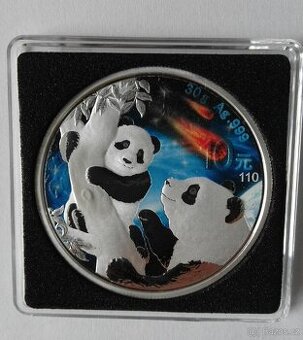 Stříbrná mince v modré barvě China Panda 2021 číslovaná