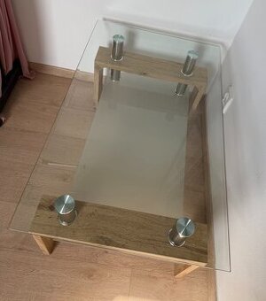 Konferenční stolek skleněný + dub sonoma