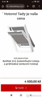 Roleta+markýza na střešní okna Velux