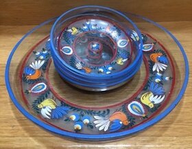 Ručně malované sklo - starožitnost - 1