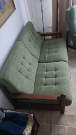 Masivní rozkládací sedací souprava s 1 křeslem