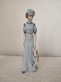 Royal dux porcelánová soška dáma s chrtom - 1