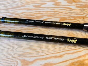 2 TELESKOPICKÉ SURFOVÉ PRUTY KING SURF / 4,20 m / 100-150 g