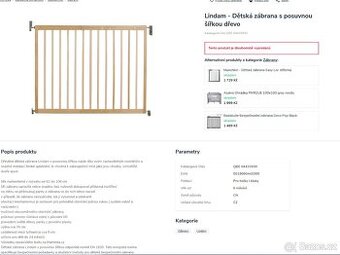 Lindam Dětská zábrana dřevěná s posuvnou šířkou, použité