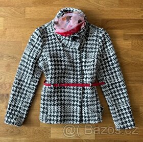 Vlněný (60%) dámský černobílý kabát H&M, L