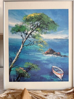 Velký dkorativní obraz s rámem v barvě stříbro matné,100% st