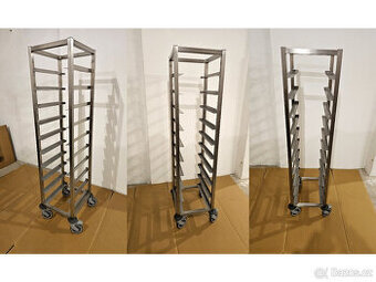 Nerezový přepravní vozík pro jídelní tácy, 5ks