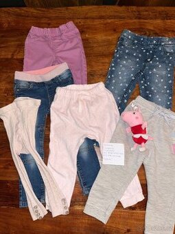 6x kalhoty- jeansy, tepláčky, punčošky, hezký stav, vel 92
