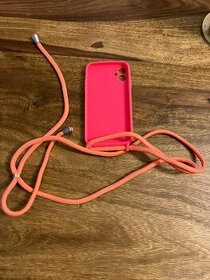 Silikonový obal se šňůrkou na iPhone XR-neonově růžový NOVÝ - 1