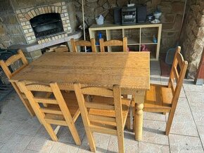 Prodám zahradní set masivní stůl + 6 židlí