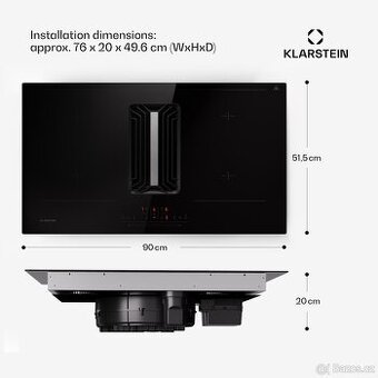 Klastein AirJet-90-Down-Air indukční varná deska s digestoří