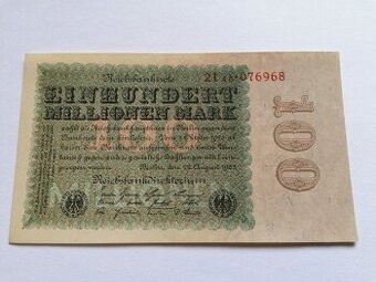 100 000 000 Marek 1923 Německo inflační bankovka