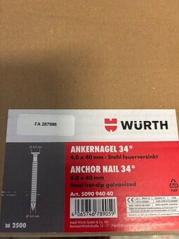 Klince kotevné WÜRTH (NOVÉ)