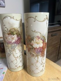 2x skleněná ručně malovaná váza