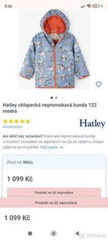 Nová bunda Hatley, vel 122 (7let)za super cenu