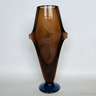 Váza, svícen 29 cm barevné hutní sklo, M. Klinger