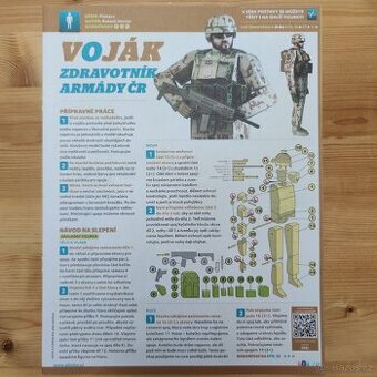 Vystřihovánky voják AČR a obrněná pancéřová drezína
