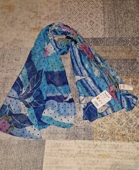 Desigual dámský značkový šátek floresrayadas modrý