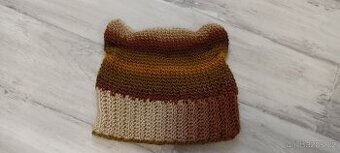 Ručně háčkovaná čepice - kočka