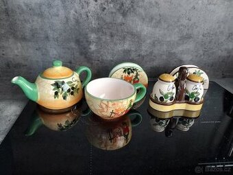 Čajová souprava, slánky a stojany na ubrousky