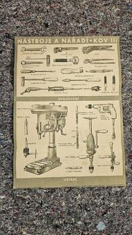 Starý školní plakát Nástroje a nářadí-kov III