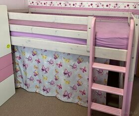 Dětská zvýšená postel Flexa s rovným žebříkem
