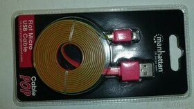 Manhattan Flat Micro-USB Cable 1,8m růžová/zelená