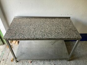 Nerezový pizza stůl (mramorová deska)-140x70x90 cm