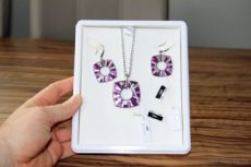 Šperky Lotus Style náhrdelník a naušnice fialovo - růžové
