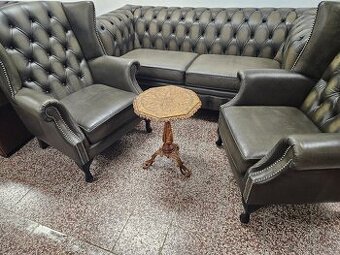 CHESTERFIELD ŠTÝL,NOVÁ KOŽENÁ SEDAČKA DVOJFAREBNÁ