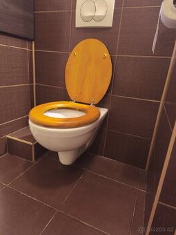 Závěsné WC s drevenym prkýnkem
