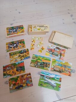 2x dřevěné puzzle a domino - 1