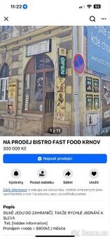 Na PRADEJ BİSTRO FAST FOOD KRNOV VEDLE KAUFLAND