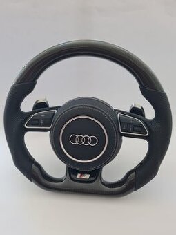 AUDI carbon/perforovaný volant s MULTIFUNKCIOU a F1 pádlami