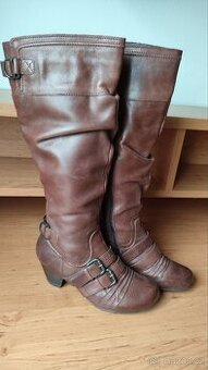 Kožené kozačky Janet D., tmavě hnědé