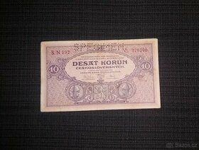 10 kč 1927, krásný stav-téměř Unc, jedna z posledních sérií,
