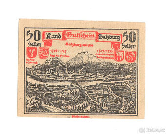 Nouzová bankovka Salzburg 50 heller