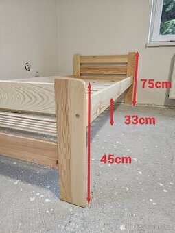 Masivní postel 90x200 cm – nová, ihned k odběru