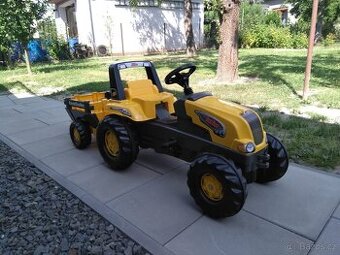 Šlapací traktor Rolly Toys Junior s vlečkou žluto-šedý