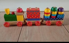 Dřevěný hrající didaktický skládací vláček WOODY