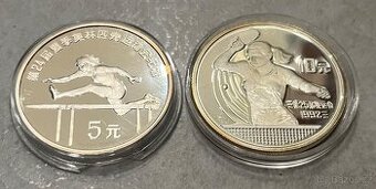 Stříbrné mince 5 a 10 Yuan