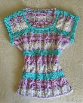 RUČNĚ PLETENÁ, HEBKÁ, BATIKOVANÁ HALENKA: S-M (nenošená)